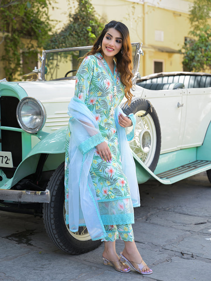 Seagreen-Rayon-Floral-Printed-3-Piece-Kurta-Set