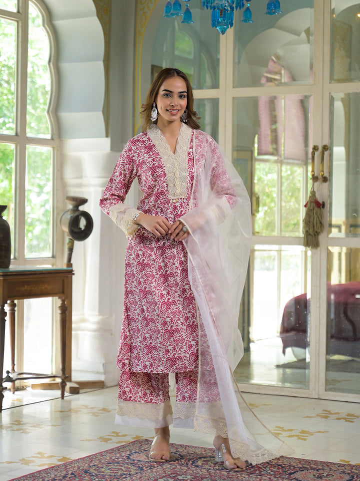 Cream-Pink-Rayon-Ethnic-Print-Kurta-Set