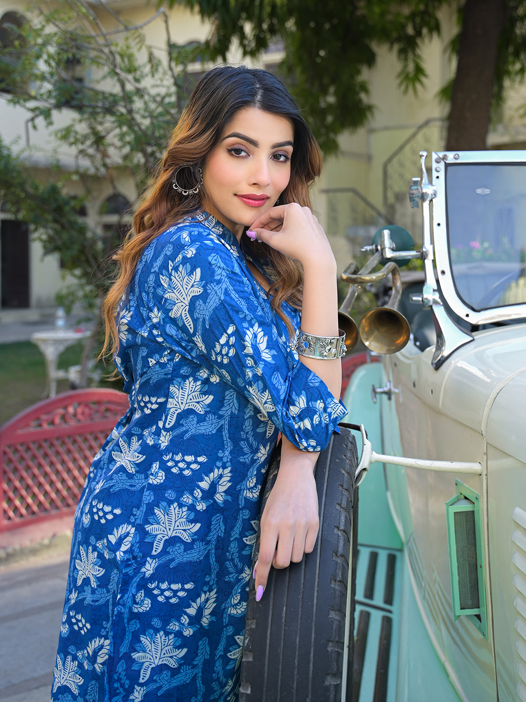 Blue-Cotton-Kurta-&-Trouser-Co-Ord-Set