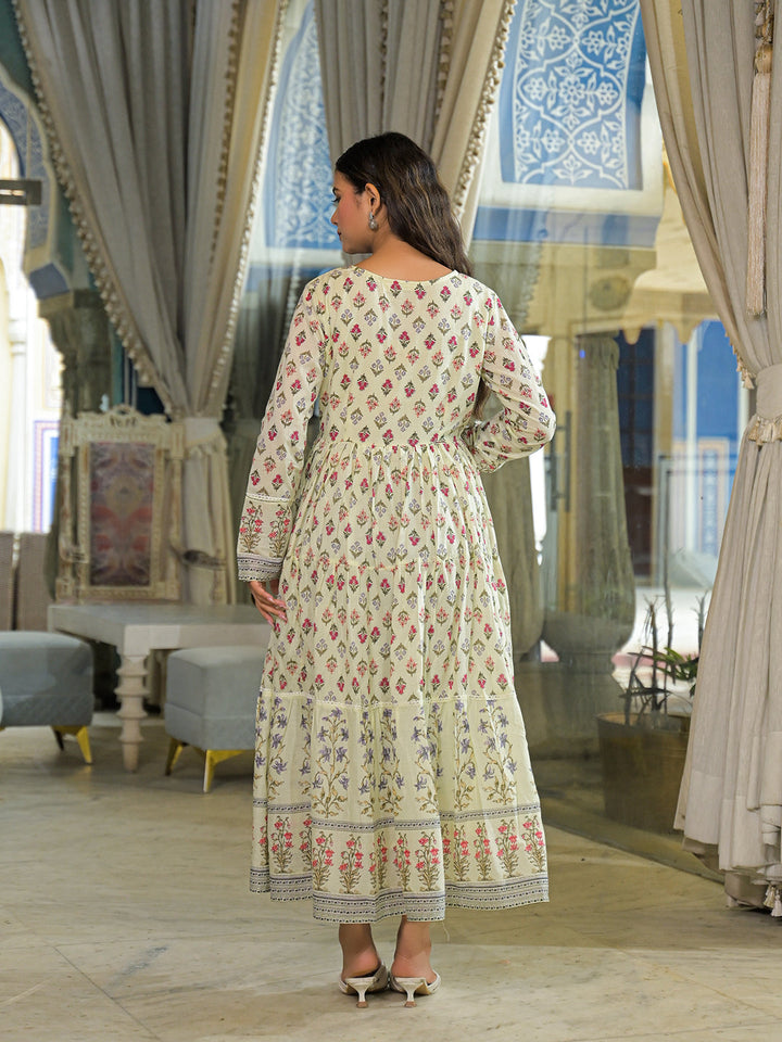 Cream-Cotton-Ethnic-Motif-Midi-Dress