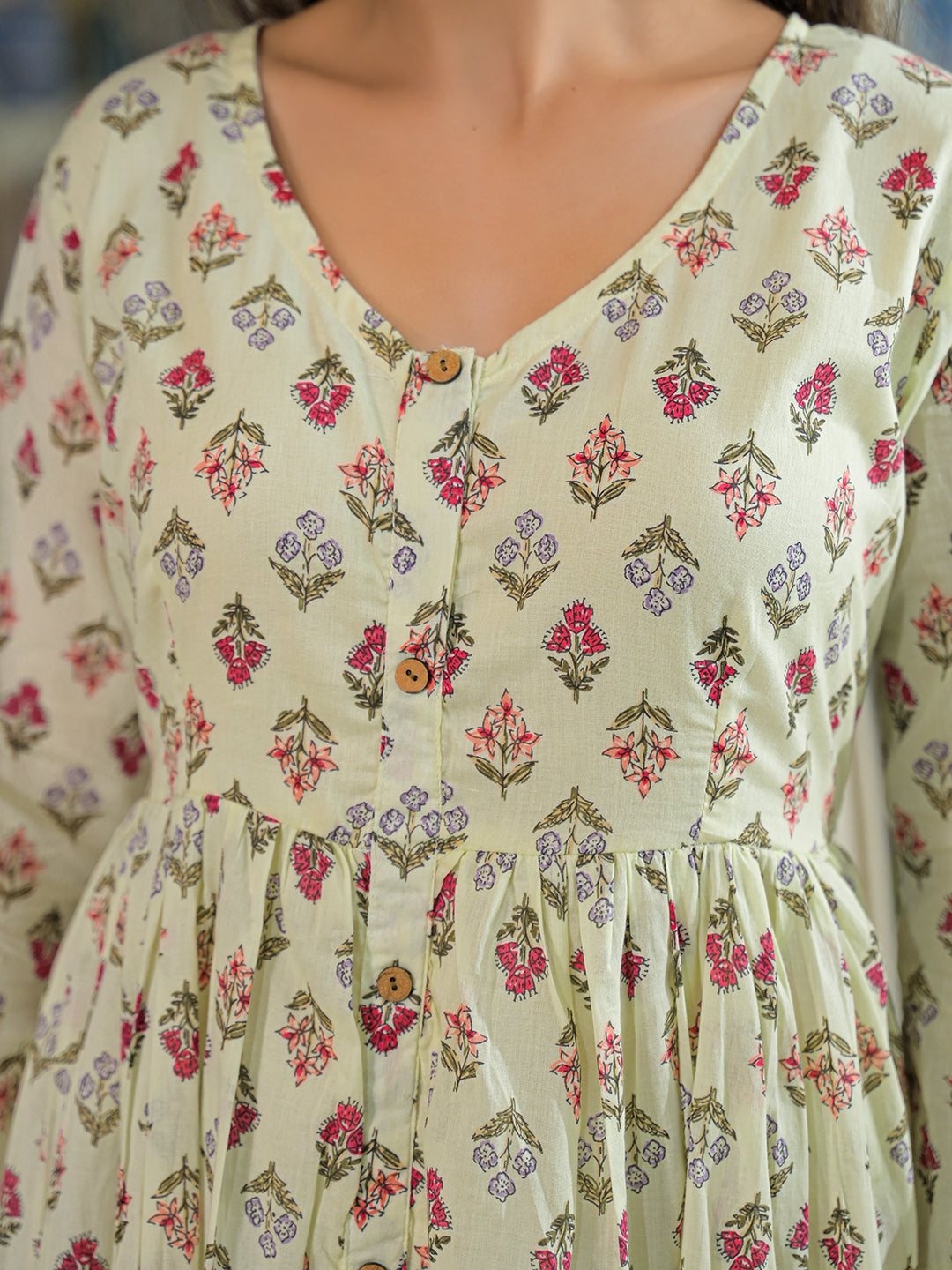 Cream-Cotton-Ethnic-Motif-Midi-Dress