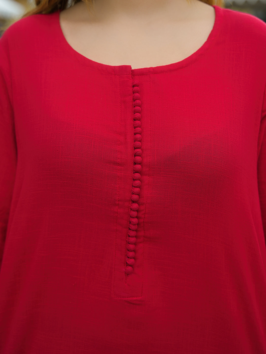 Red-Cotton-Solid-A-Line-2-Piece-Kurta-Set