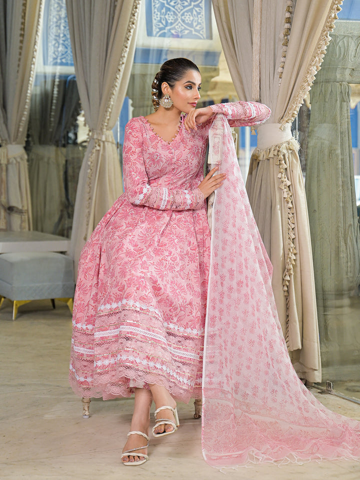Pink-Cotton-Hand-Block-Anarkali-3-Piece-Kurta-Set