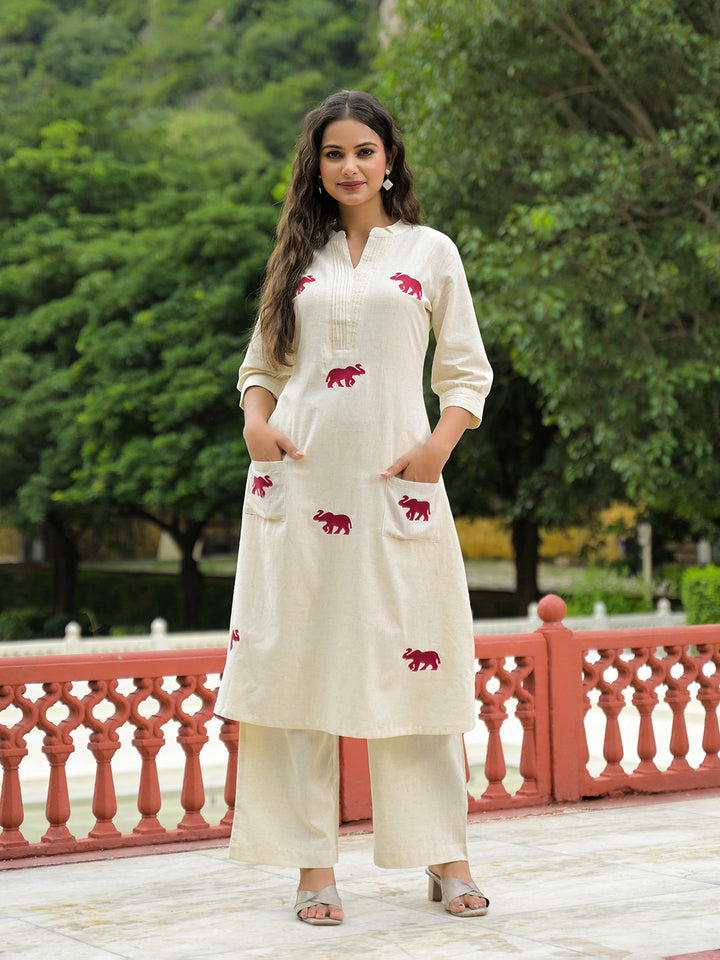 Off-White-Cotton-Embroidered-A-Line-2-Piece-Kurta-Set