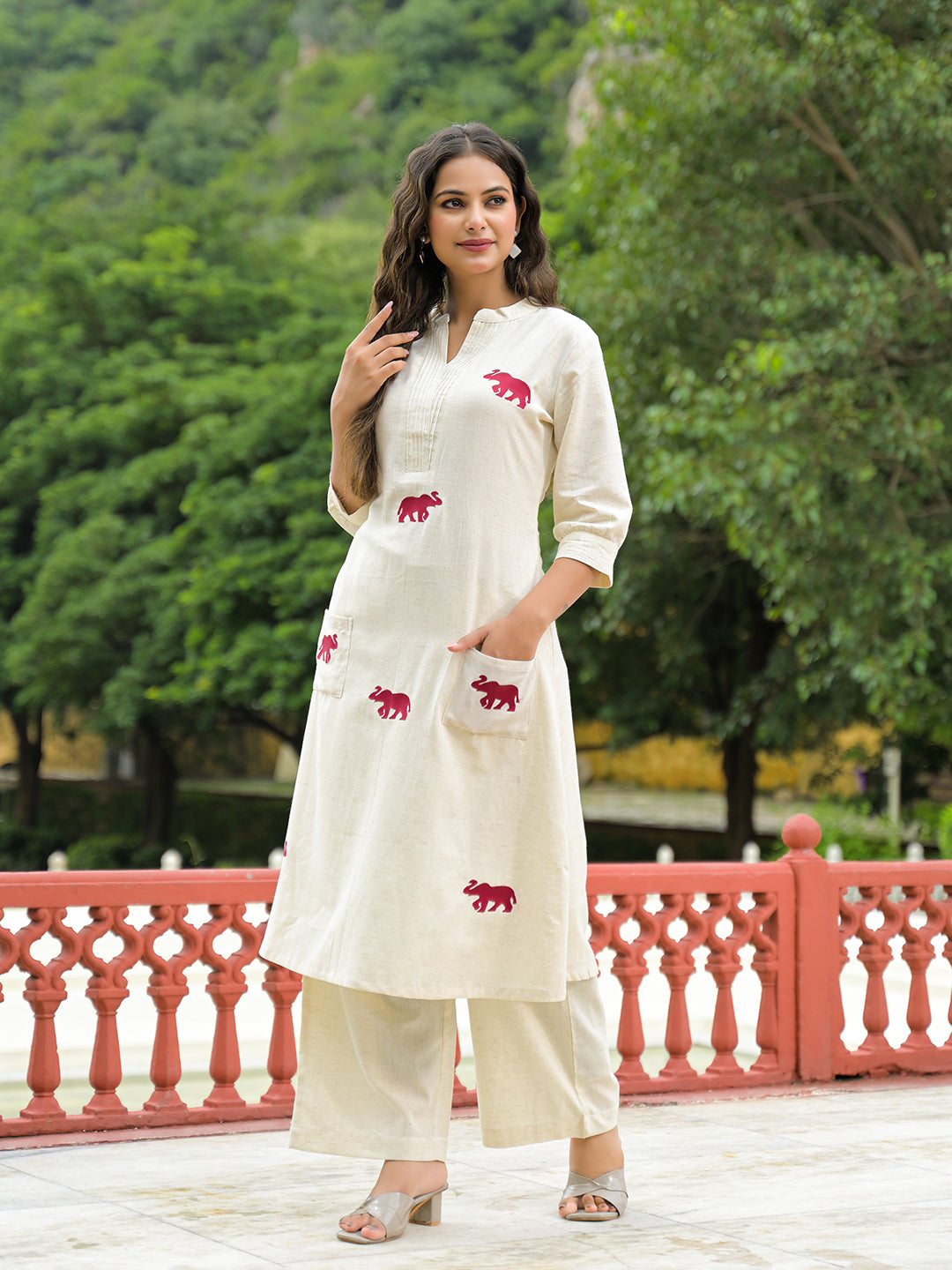 Off-White-Cotton-Embroidered-A-Line-2-Piece-Kurta-Set
