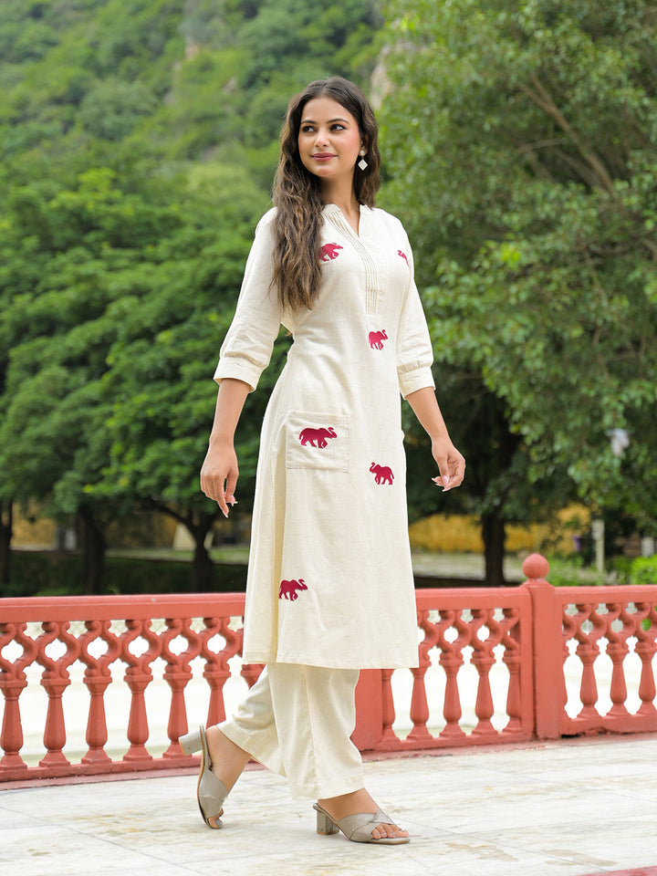 Off-White-Cotton-Embroidered-A-Line-2-Piece-Kurta-Set