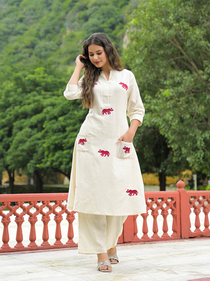 Off-White-Cotton-Embroidered-A-Line-2-Piece-Kurta-Set