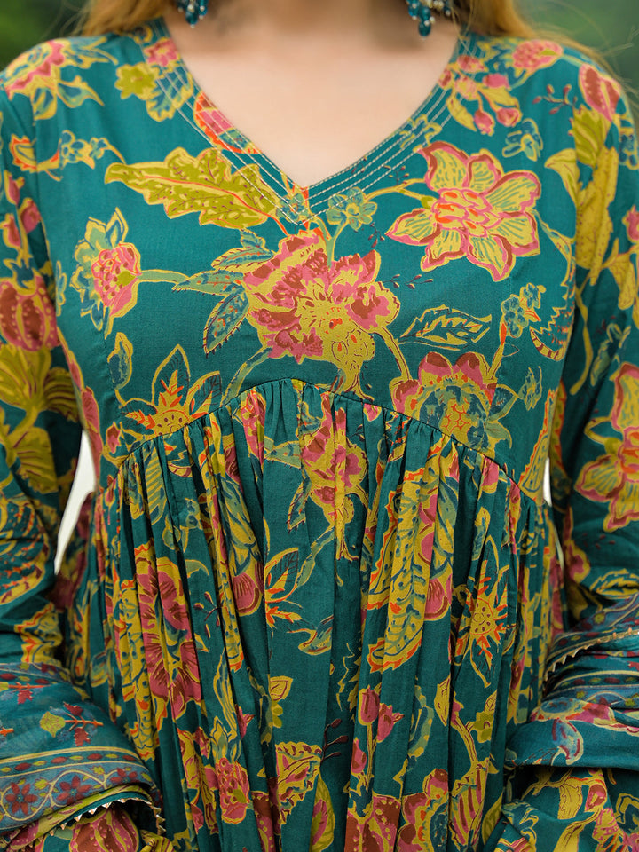 Dark-Cotton-Green-Straight-3-Piece-Kurta-Set