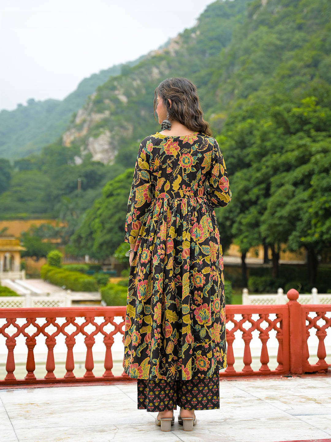 Black-Cotton-Straight-3-Piece-Kurta-Set