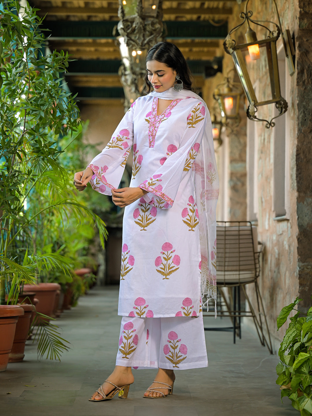 White-Print-Cotton-3-Piece-Kurta-Set