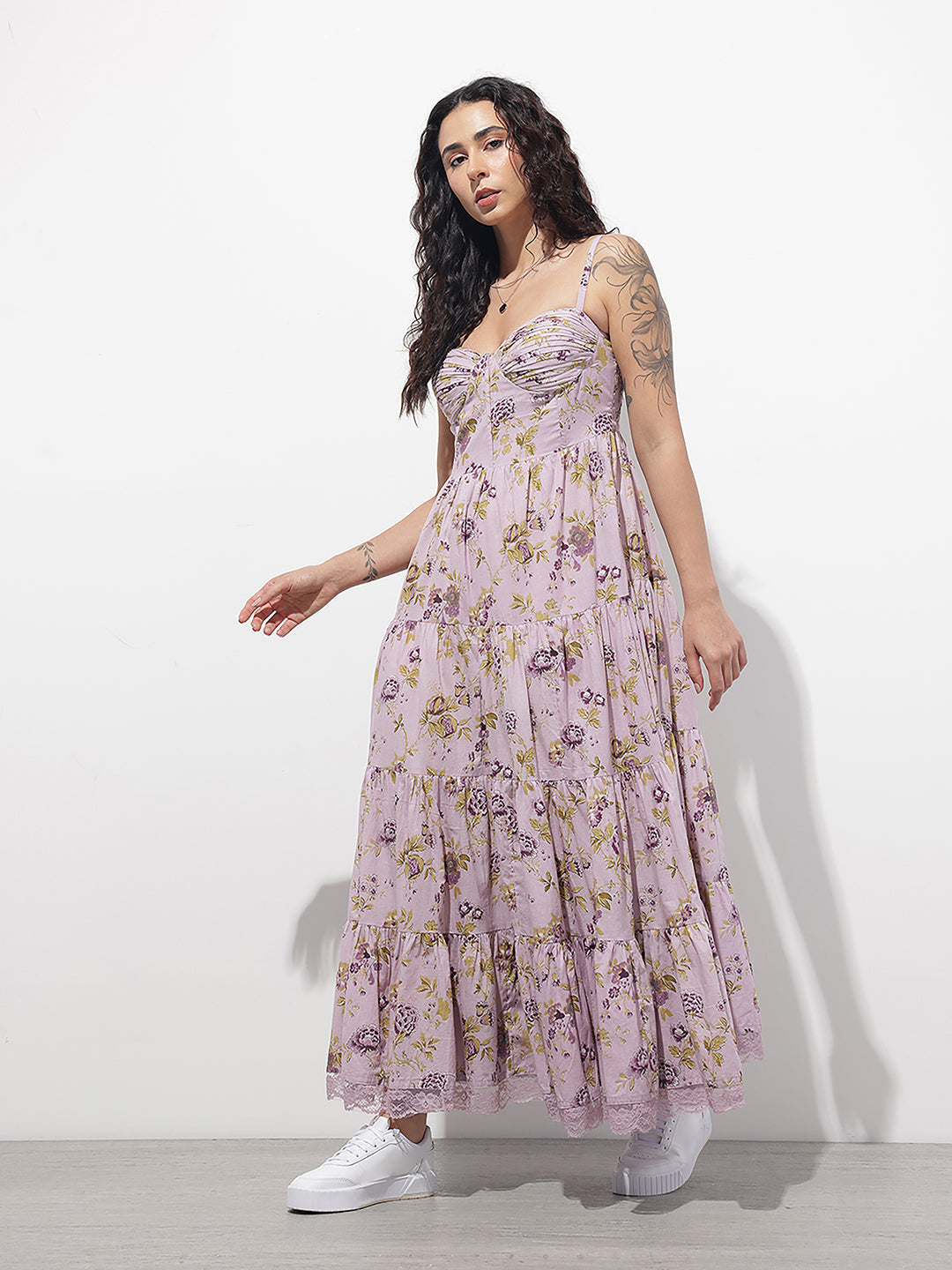Light Purple Shoulder strap Cotton Dress