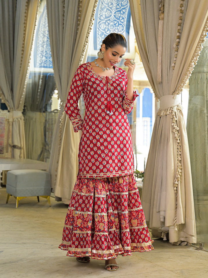 Red-Cotton-Handblock-Straight-3-Piece-Sharara-Set