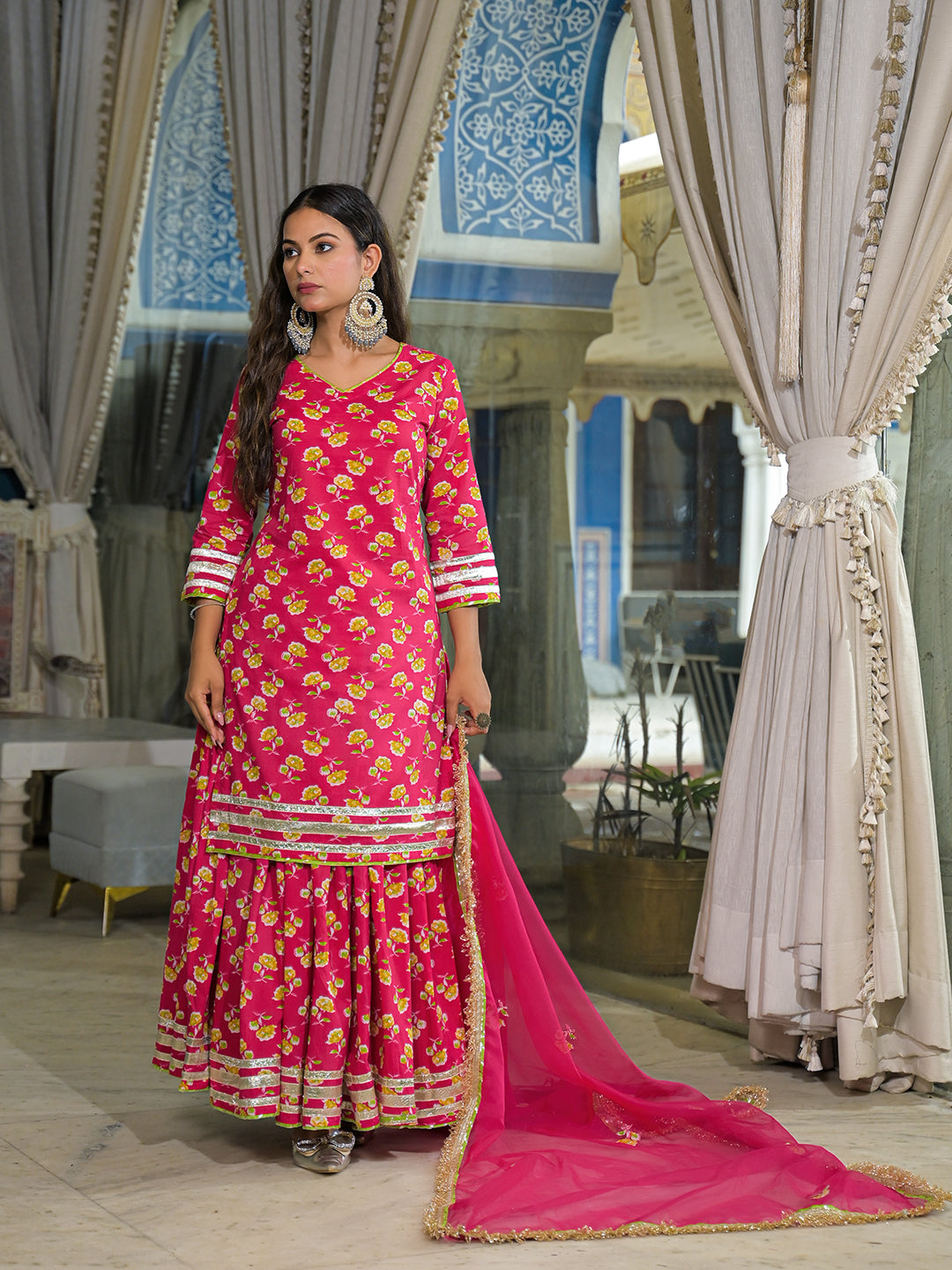 Pink-Cotton-Lehenga-Sets-With-Dupatta