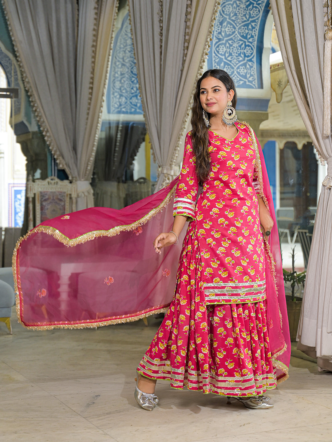 Pink-Cotton-Lehenga-Sets-With-Dupatta