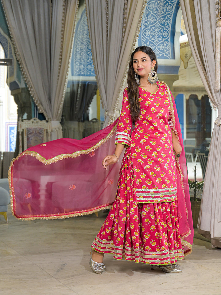Pink-Cotton-Lehenga-Sets-With-Dupatta
