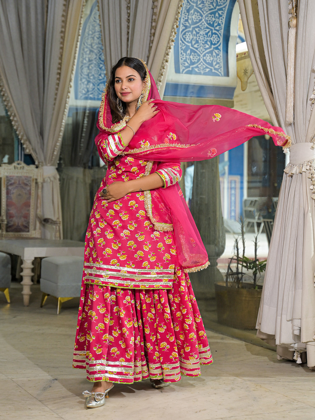 Pink-Cotton-Lehenga-Sets-With-Dupatta