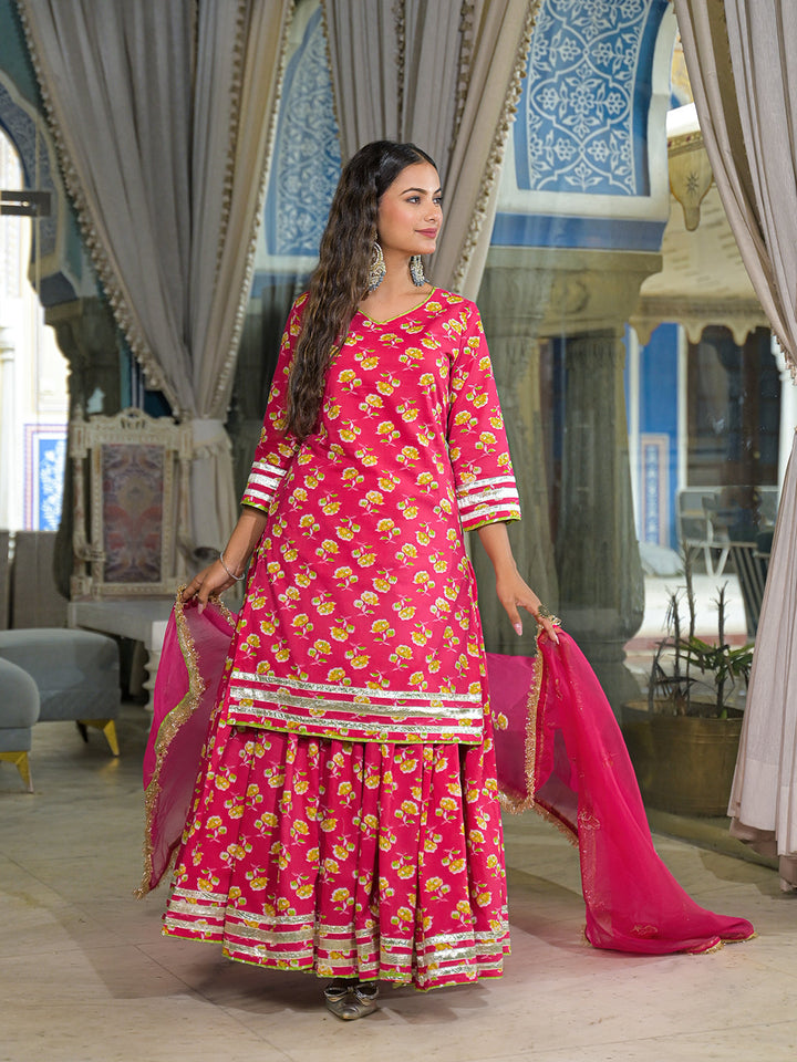 Pink-Cotton-Lehenga-Sets-With-Dupatta