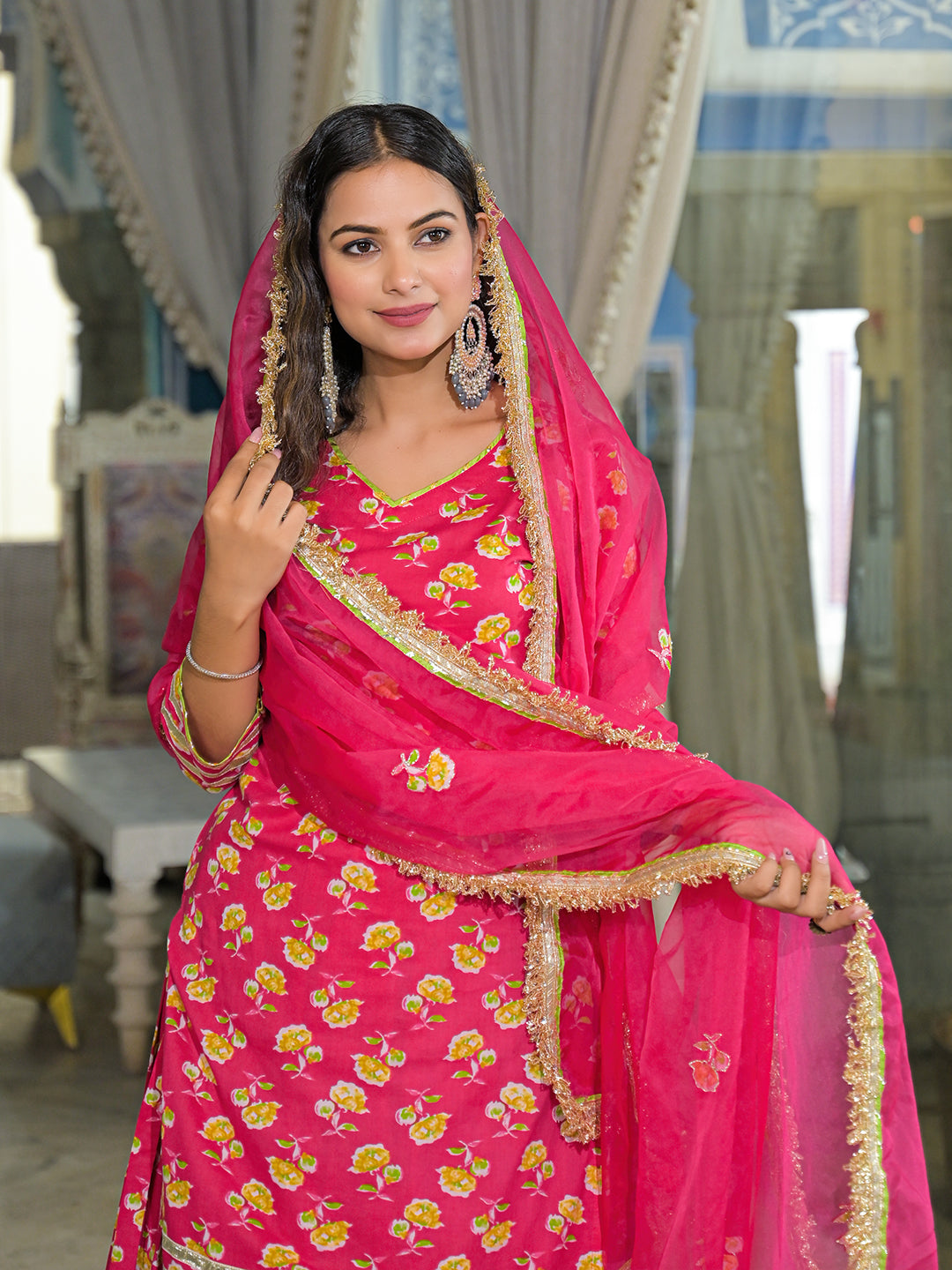 Pink-Cotton-Lehenga-Sets-With-Dupatta