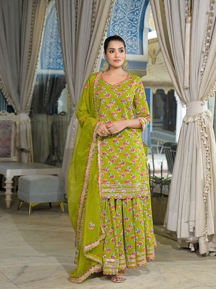 Green-Cotton-Lehenga-Sets-With-Dupatta