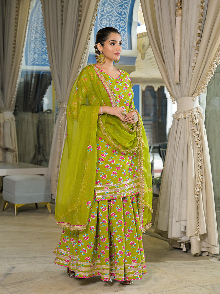 Green-Cotton-Lehenga-Sets-With-Dupatta