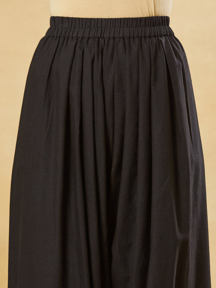 Black Solid Cotton Farshi Salwar Set