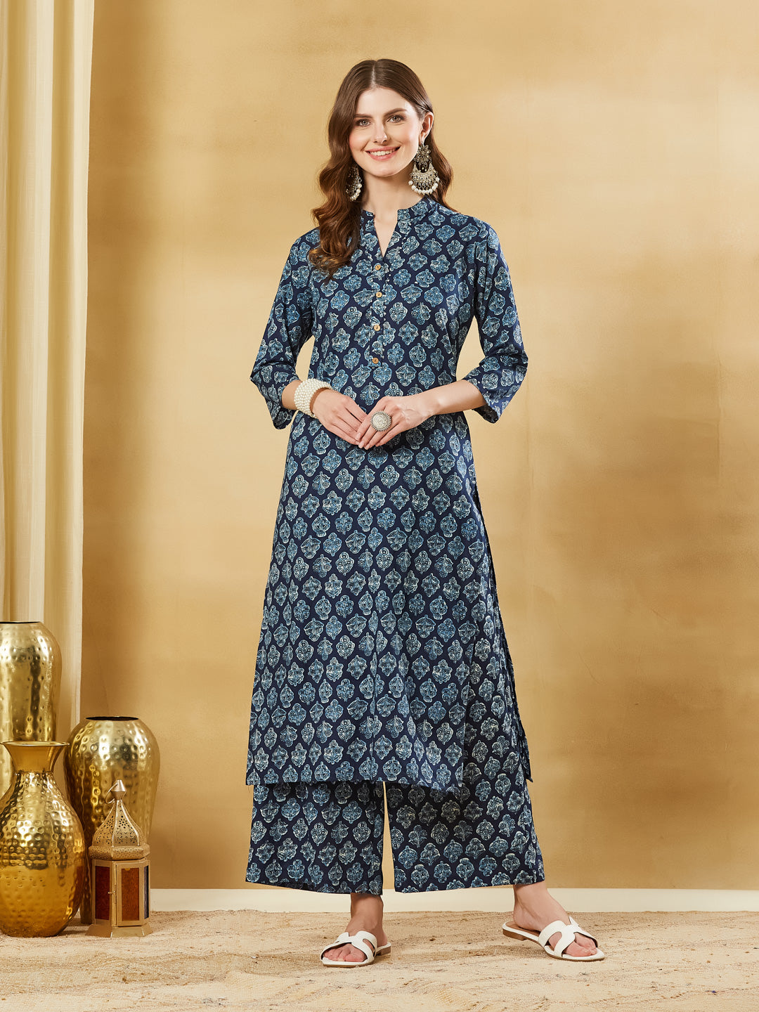 Blue Cotton Kurta Palazzo sets