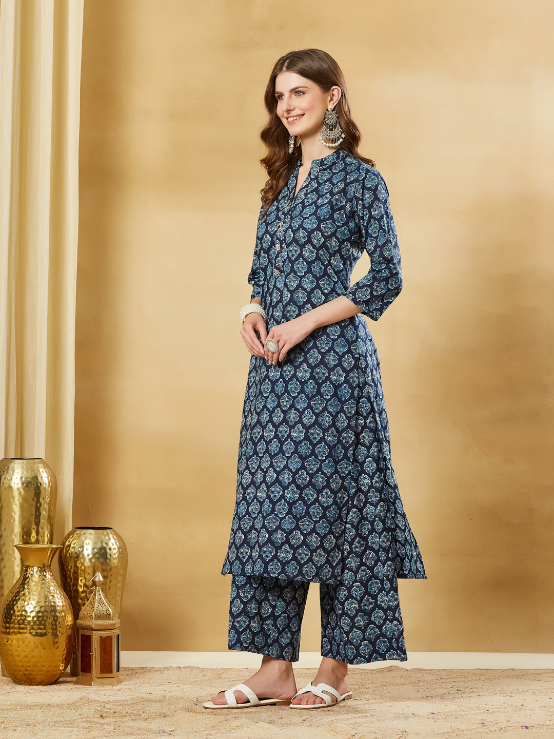 Blue Cotton Kurta Palazzo sets