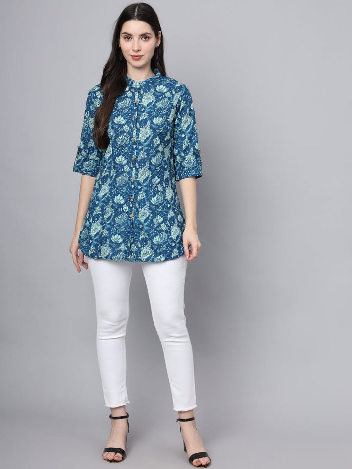 Blue-Cotton-A-Line-Top-Only