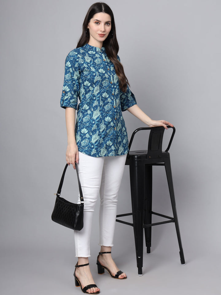 Blue-Cotton-A-Line-Top-Only