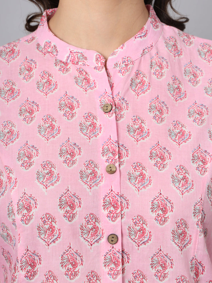 Pink-Floral-Printed-Mandarin-Top-Only