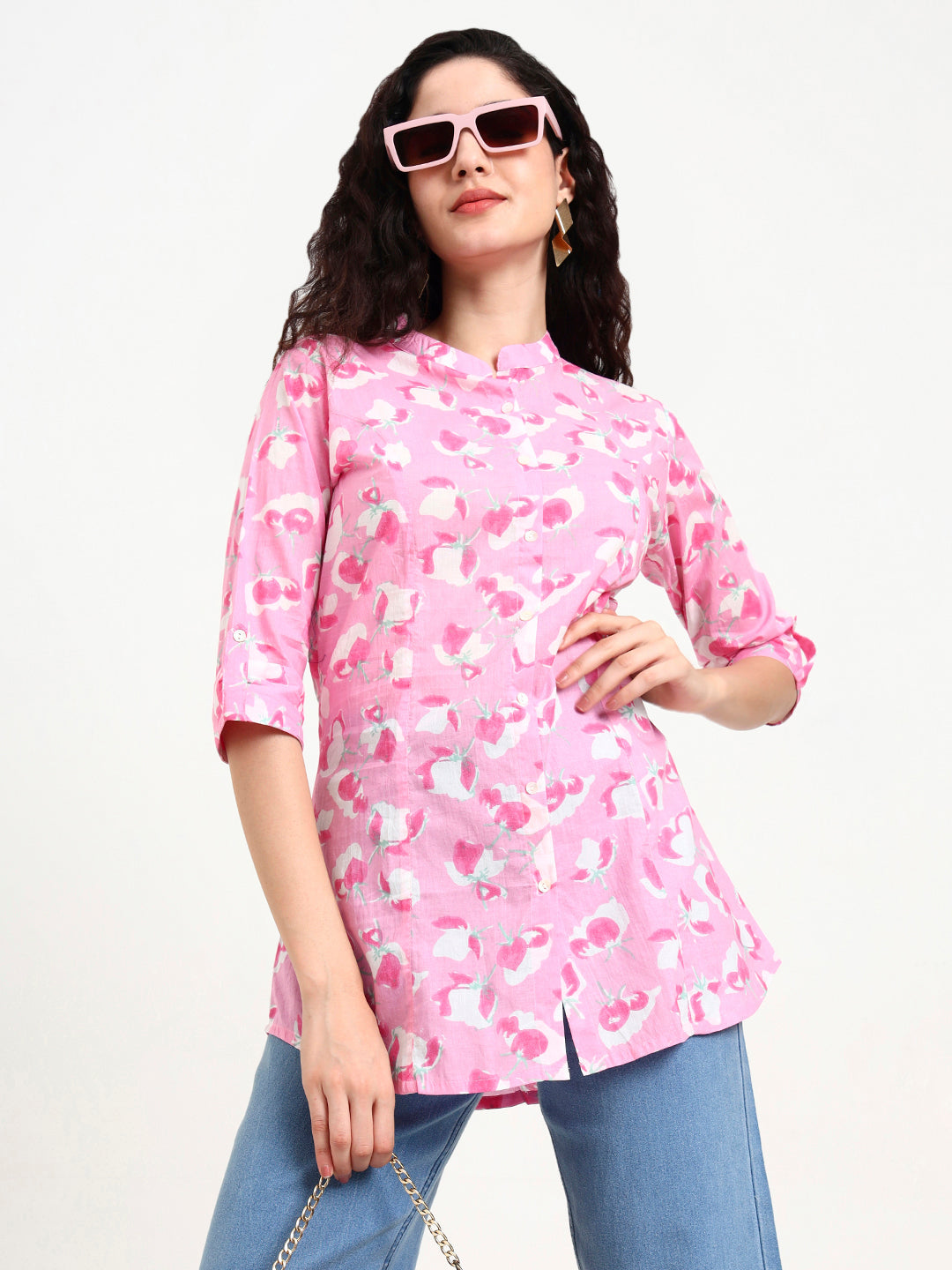 Pink-Cotton-Floral-Print-Top-Only