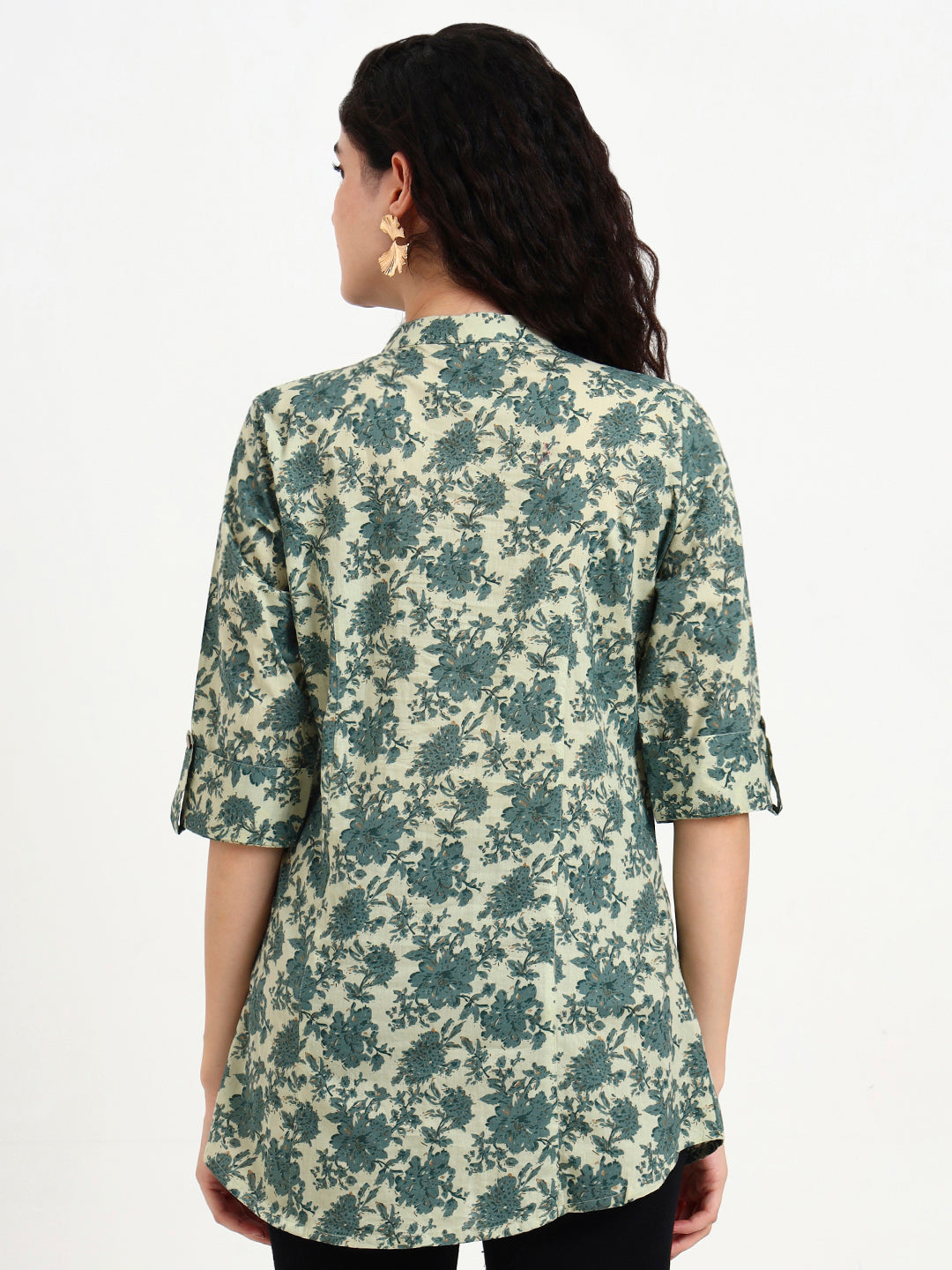 Green-Cotton-Floral-Print-Top-Only