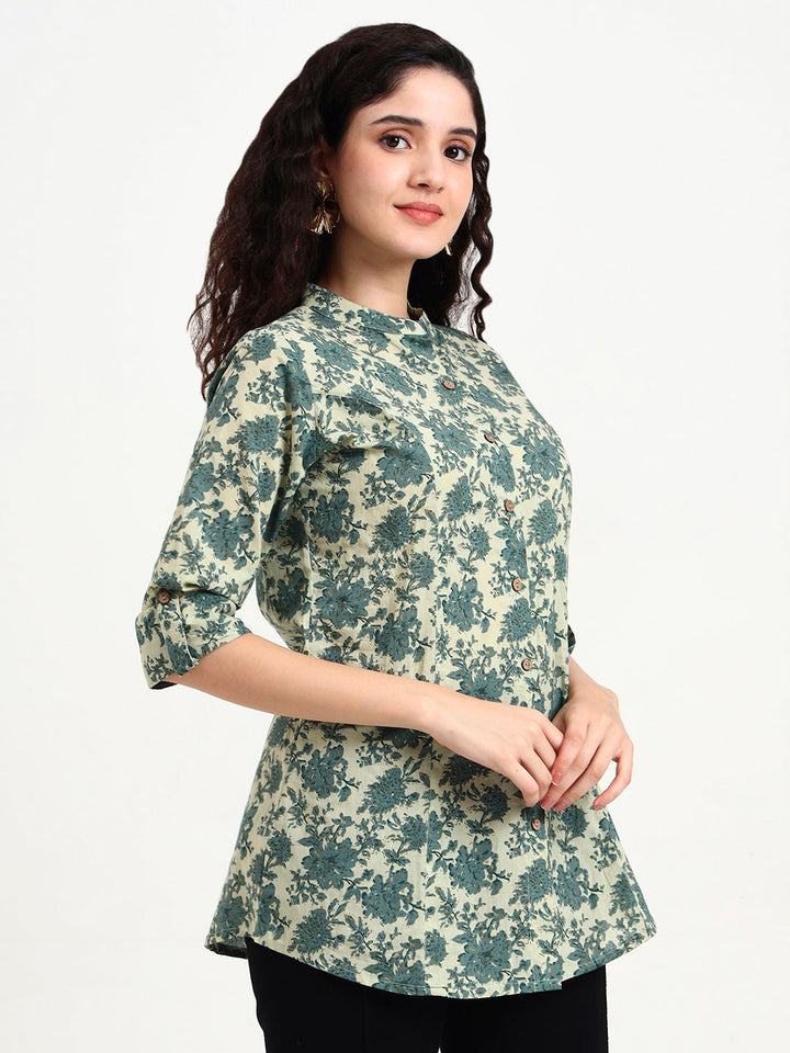 Green-Cotton-Floral-Print-Top-Only