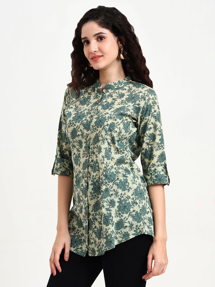 Green-Cotton-Floral-Print-Top-Only
