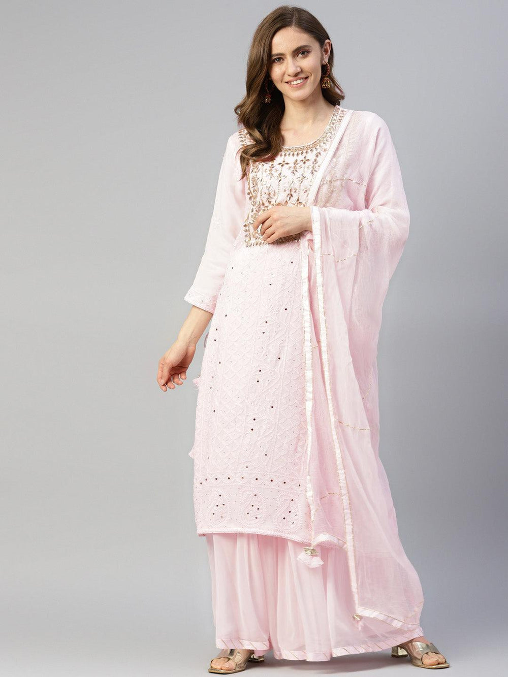 Powder-Pink-Georgette-Chikankari-3-Piece-Kurta-Set