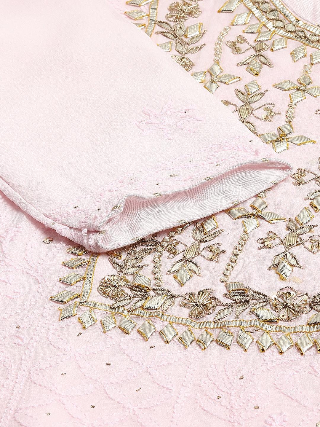 Powder-Pink-Georgette-Chikankari-3-Piece-Kurta-Set