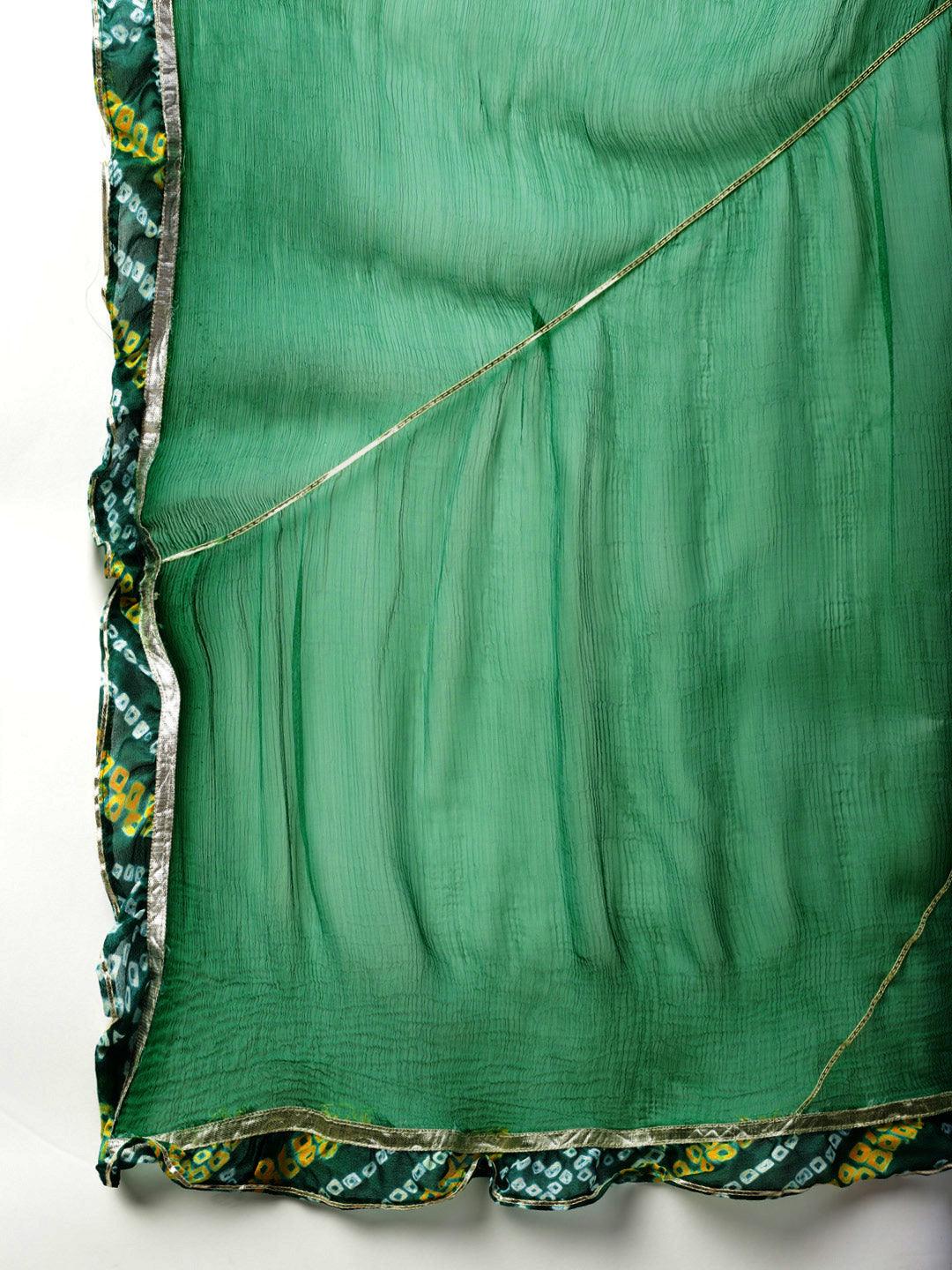 Green-Georgette-Bandhani-Print-3-Piece-Kurta-Set