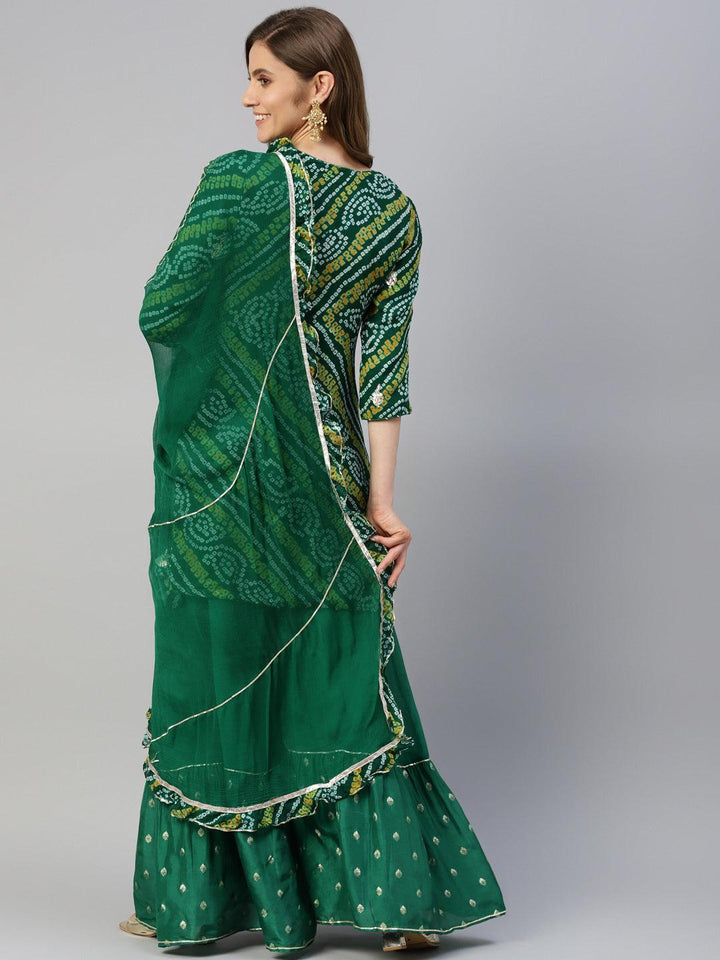 Green-Georgette-Bandhani-Print-3-Piece-Kurta-Set