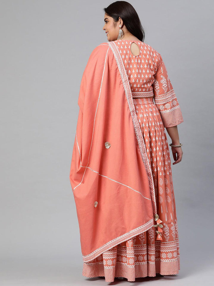 Pink-Cotton-Printed-Plus-Size-Lehenga-Set