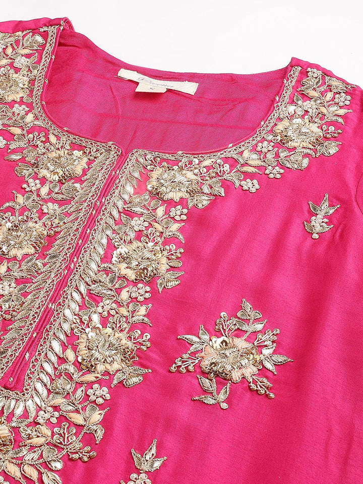 Dark-Pink-Russion-Silk-Hand-Embroiderd-3-Piece-Sharara-Set