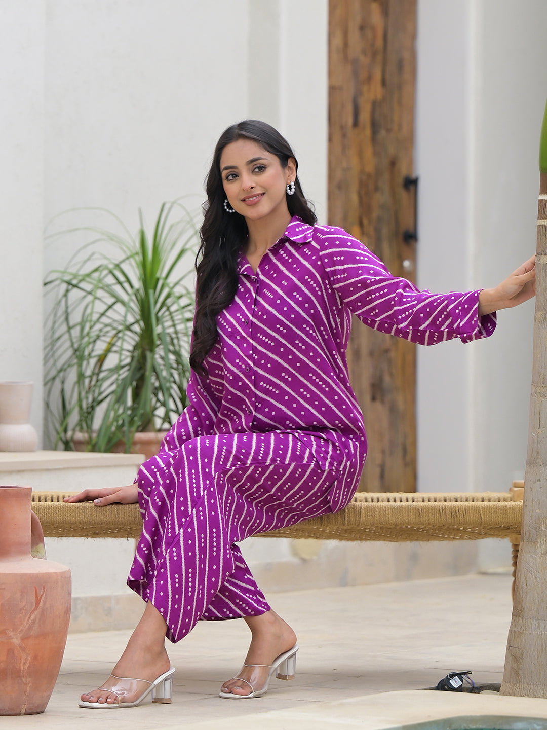 Purple-Muslin-Shirt-&-Trouser-Co-Ord-Set