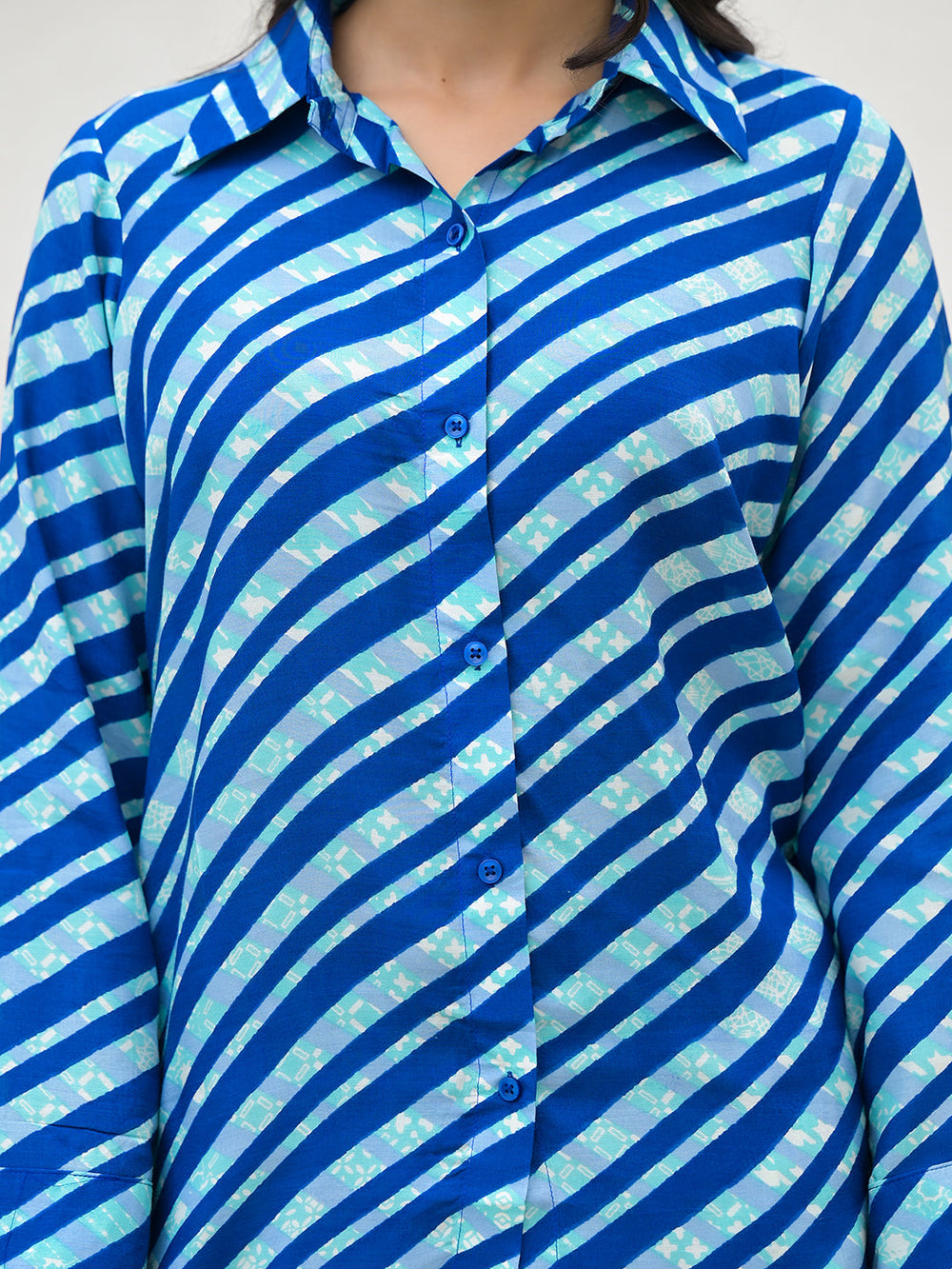 Blue-Muslin-Striped-Shirt-&-Trouser-Co-Ord-Set