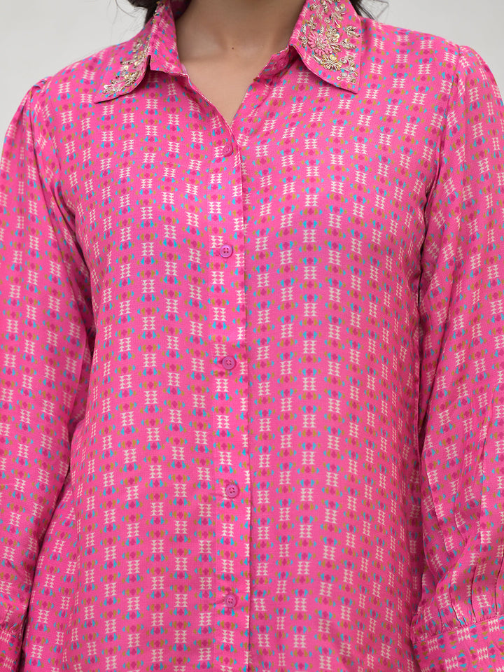 Pink-Muslin-Abstract-Print-Shirt-&-Trouser-Co-Ord-Set