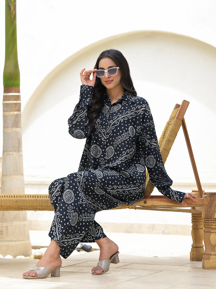 Black-Muslin-Abstract-Printed-Shirt-&-Trousers-Co-Ord-Set