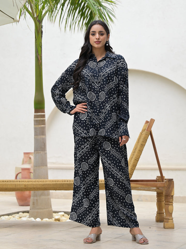 Black-Muslin-Abstract-Printed-Shirt-&-Trousers-Co-Ord-Set