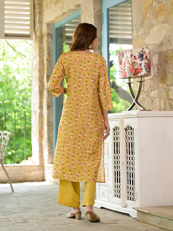 Yellow-Muslin-Floral-Printed-Bead-Work-3-Piece-Kurta-Set