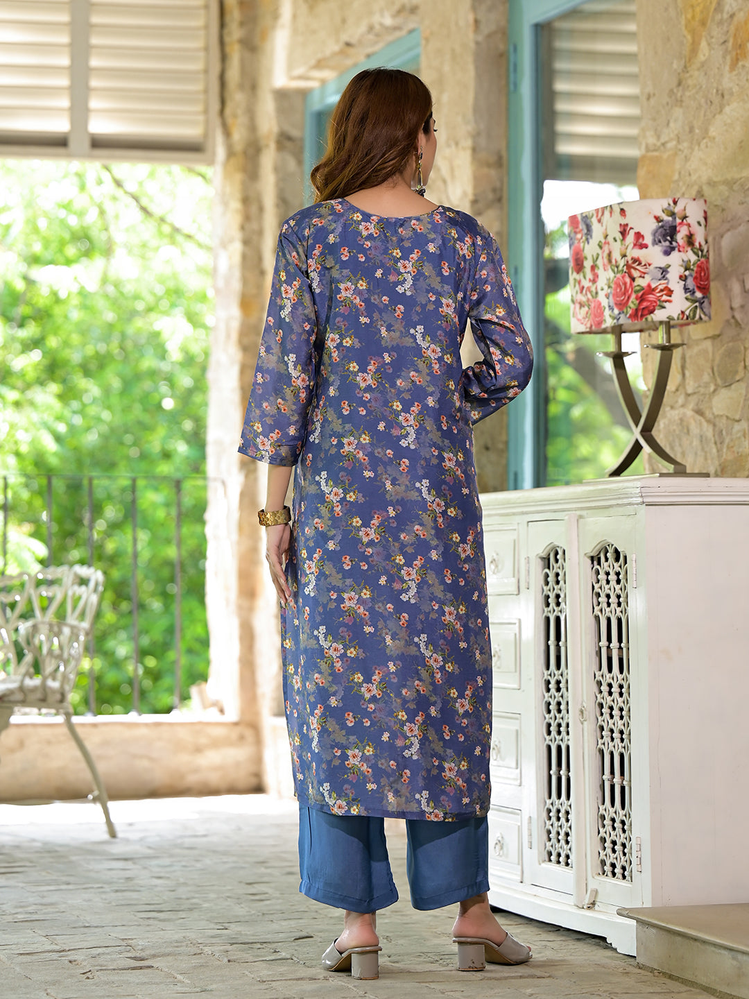 Blue-Muslin-Bead-&-Stone-Work-Embroidered-3-Piece-Kurta-Set