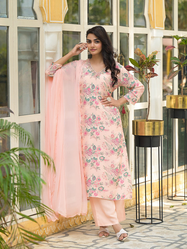 Peach-Muslin-Floral-Print-Straight-3-Piece-Kurta-Set