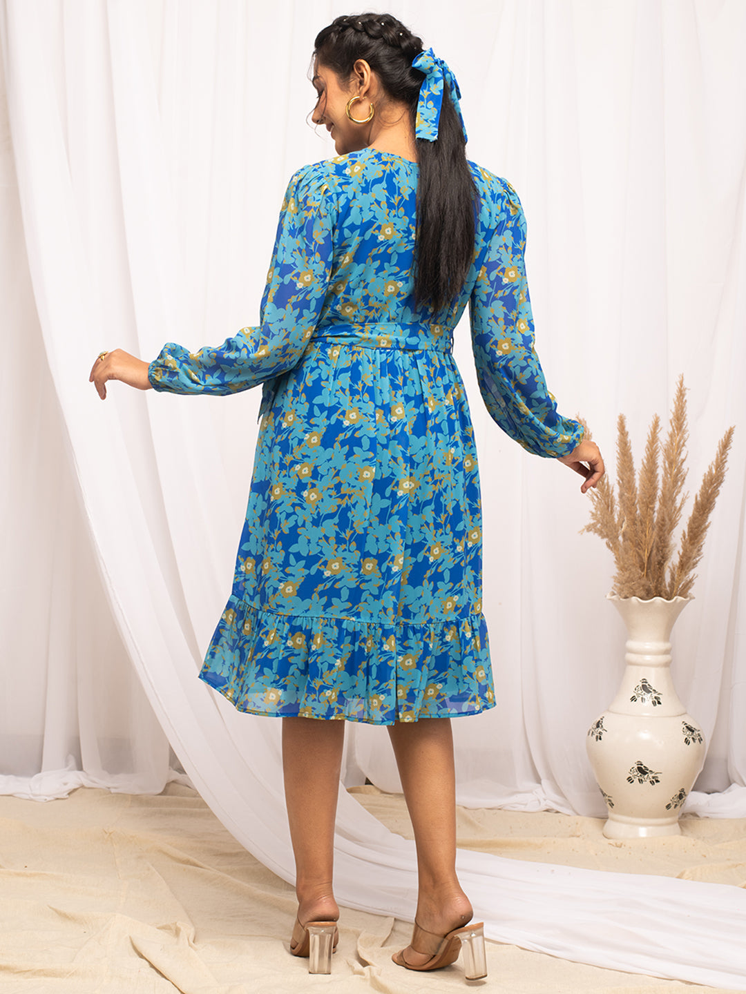 Sky-Blue-Georgette-Floral-Printed-Dress