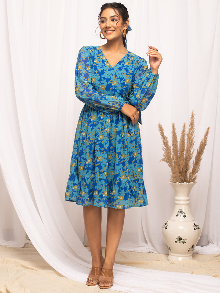 Sky-Blue-Georgette-Floral-Printed-Dress